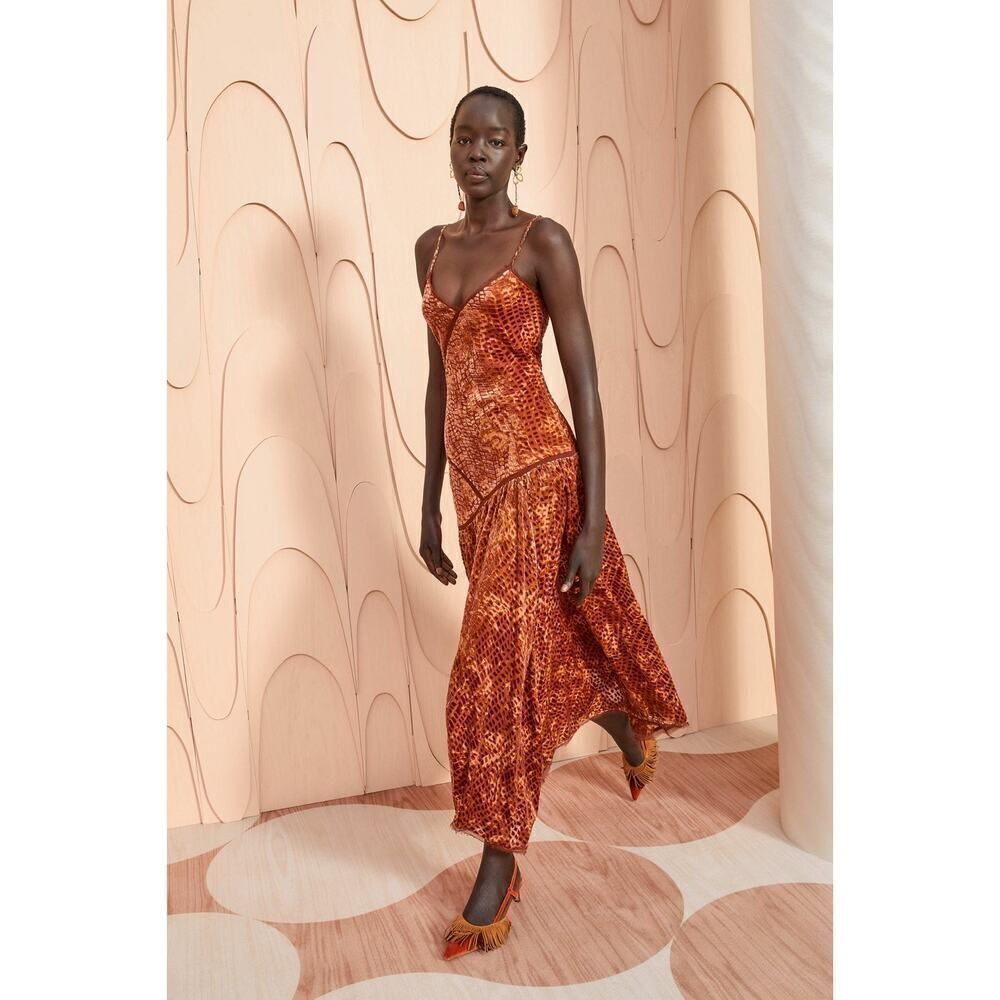 Ulla Johnson Elodie Brown Velvet Midi Dress US8 - Picture 3 of 10